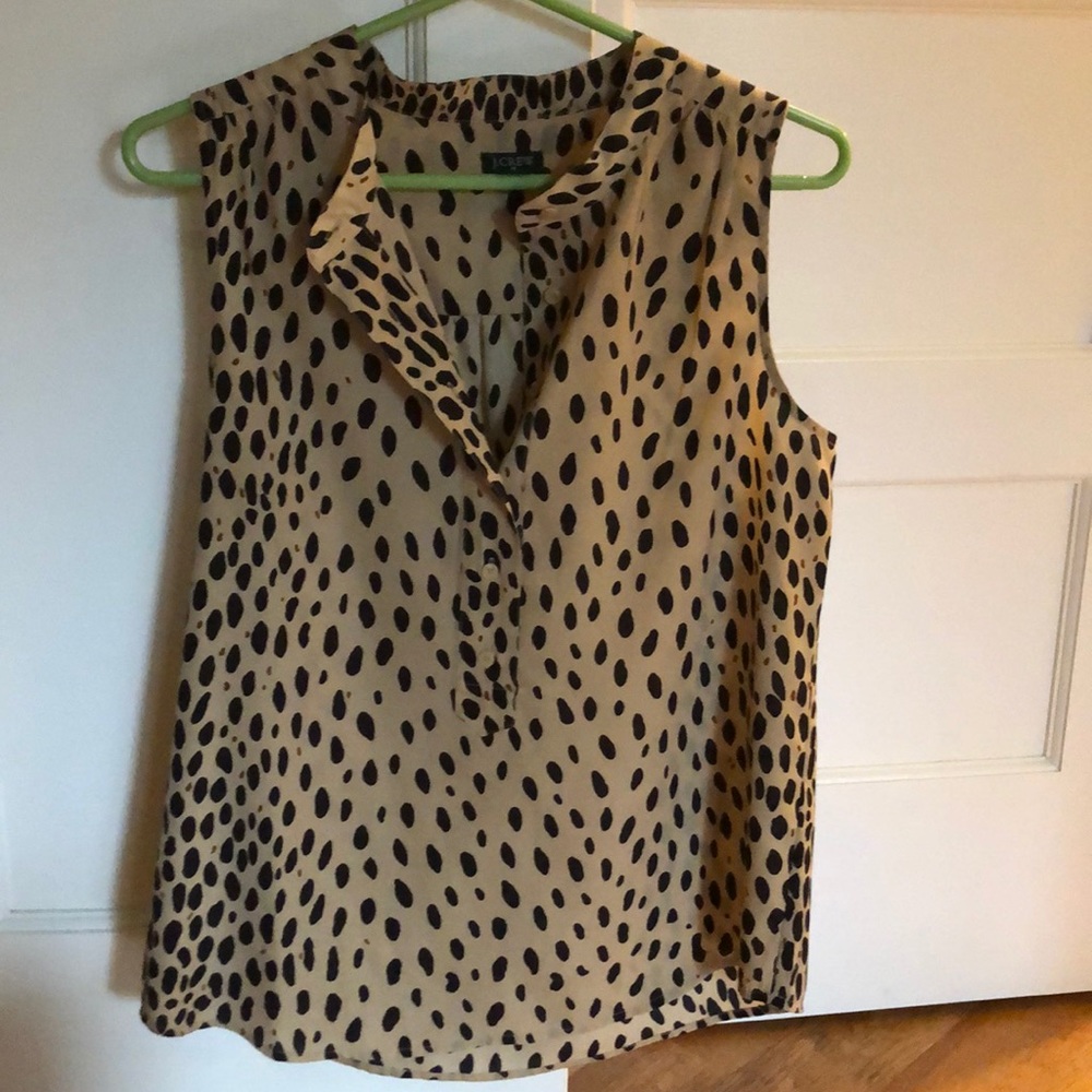 JCREW leopard sleeveless blouse